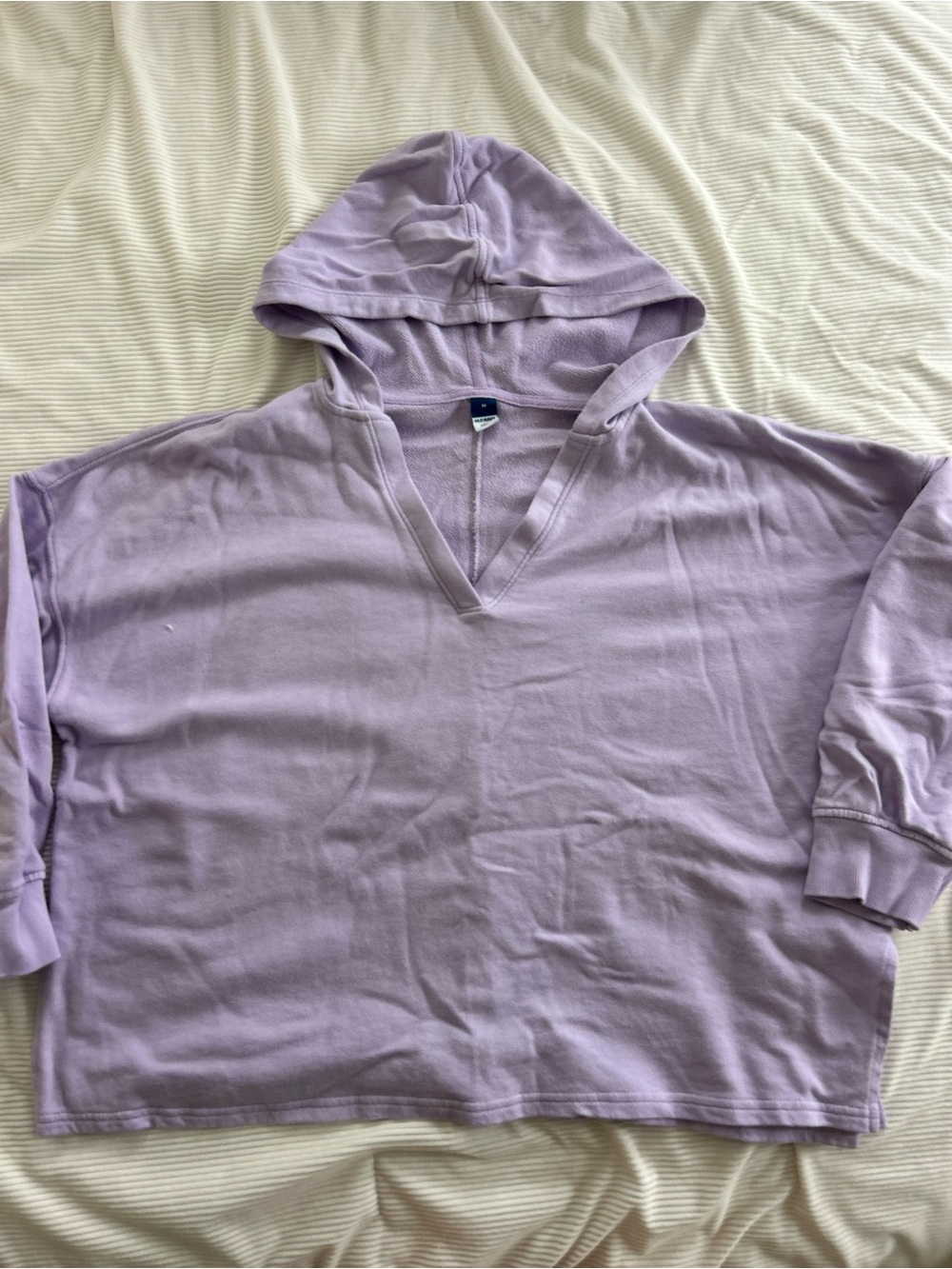 Lavender Hooded V-Neck Sweater